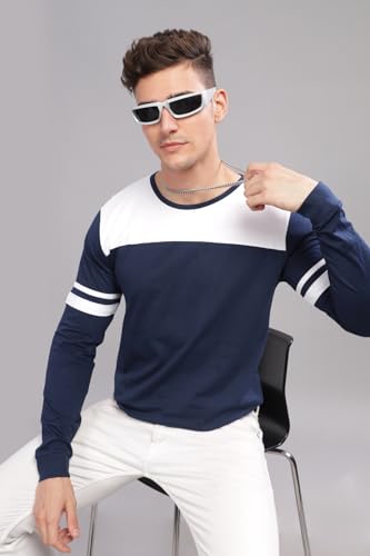 Image of ADRO Full Sleeve Tshirt for Men | Colorblock T Shirt for Men | 100% Cotton Tshirt | Full Sleeve Regular Fit T-Shirt | Men's Full Sleeves T Shirts