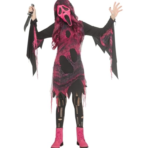 Disfraz Ghost Face Rosa para Niñas Mediano 8-10 miniatura 1