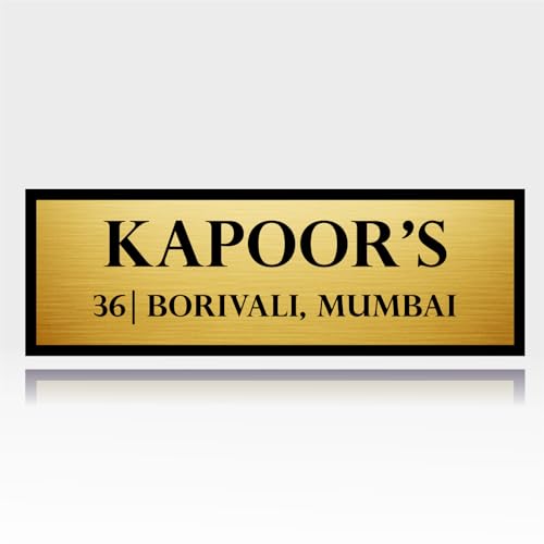 Image of Customize Name Plate, 30x10 CM, Acrylic with Golden Top, Self-Adhesive