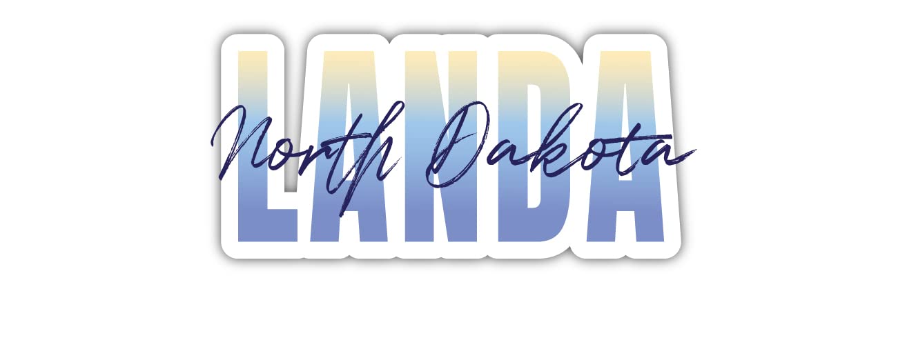 Landa North Dakota Souvenir 4-Inch Vinyl Decal Sticker Script Design 4 Inch|Sticker