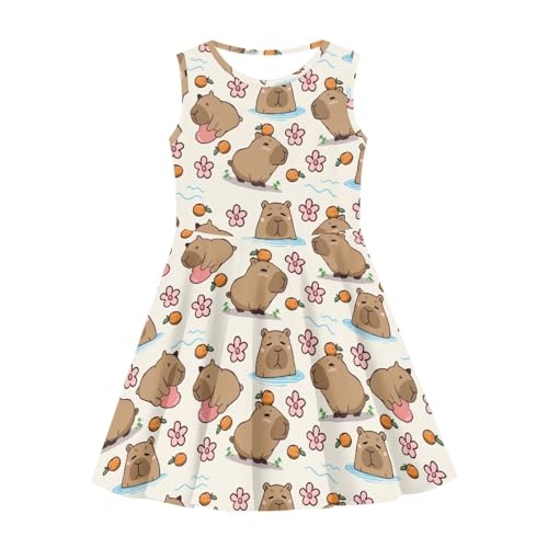 INSTANTARTS Girls Dress Breathable Stretch Tank Swing Midi Dresses Sleeveless Round Neck Summer Skater Dress3