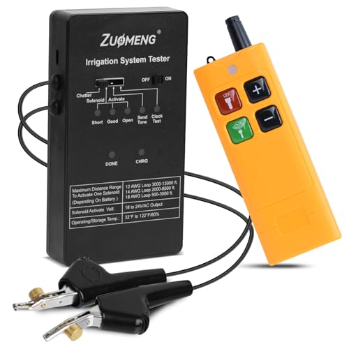 Zuomeng Irrigation System Tester Sprinkler Valve Locator 4 Modes including Solenoid Activator Wire Tracer Audio Probe Clock Test with LED Indicators Built-in Flashlight Type-C Rechargeable