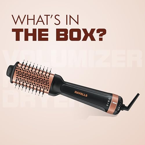 Havells HD4081 Professional Volumizer Hair Dryer, KeraNourish Ceramic Coating Brush Head, 1200 Watts, Ionic Care, Nylon Bristles,Cool Tip with Stand Support (Image - 3)