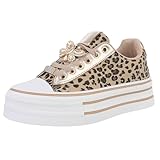  Ital Design Damenschuhe Freizeitschuhe Sneakers Low, 4200-, Kunstleder, Beige Braun, Gr. 38