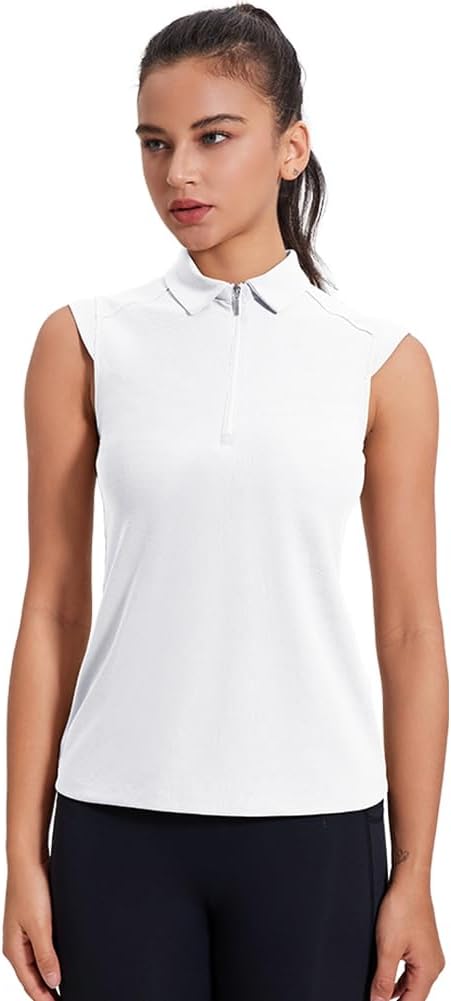 Women's Sleeveless Golf Polo Shirts UPF 50+ 1/4 Zip Tennis Tank Tops Quick Dry Outdoor Athletic Shirt - Image 4
