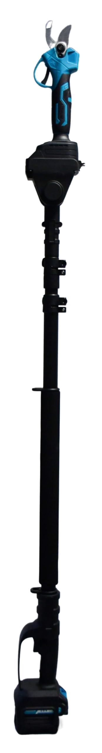 PM106 Forbici potatura elettriche Telescopiche con 2 Batterie Ricaricabili 26V, lama 30mm, incluso Motosega con lama 6", Kit cesoie e Motosega con asta telescopica professionali per giardinaggio