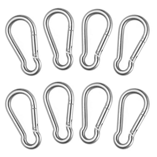 Preisvergleich Produktbild VFANDV Karabinerhaken, 8 Stück Karabiner 6x60mm Karabinerhaken 304 Edelstahl Karabiner mit Belastbarkeit von 140 KG Carabiner für Schlüsselanhänger Rucksack Hundeleine Hängematte Camping Reisen