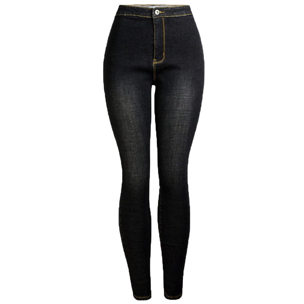 Dninmim Femmes Sexy Slim Skinny Jeans Automne Hiver Noir Gris Casual Pencil Jeans, Noir , XL