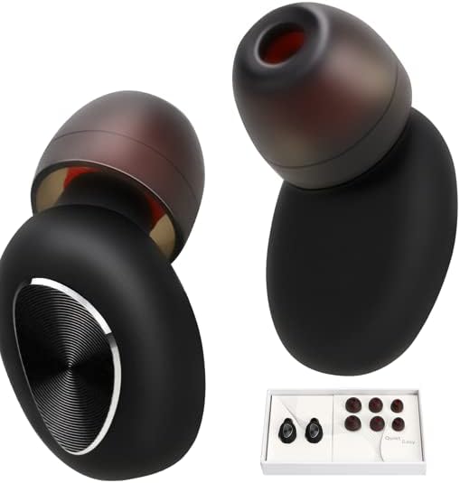 Tiliwame Ear Plugs, Reusable Ear Plugs for Sleeping Noise Cancelling, Silicone Earplugs for Snoring, Work, Study and Concerts Noise Redeuction, Reusable Earplugs with 8 Ear Tips in XS/X/M/L (Black)