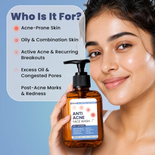 Image of SESA VEDSCIENCE 2% Salicylic Acid, 2% NiacinamideOil Control Face Wash, 200 ml | 10%+ Actives with Neem, Aloe Vera & Tulsi | Helps Control Excess Oil, Cleanse Pores & Reduce Breakouts | For Brighter & Clear Skin