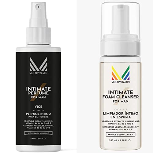 Pack de perfume íntimo genital masculino 150 ml. y Jabón en seco limpiador genital sin aclarado 100 ml Cover