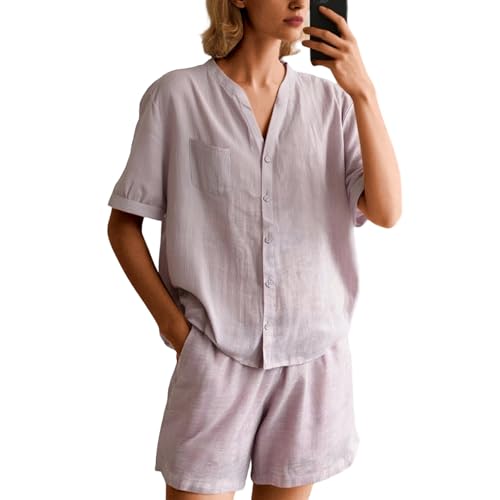 Ensemble short en lin femme fluide pour éviter de transpirer l'été