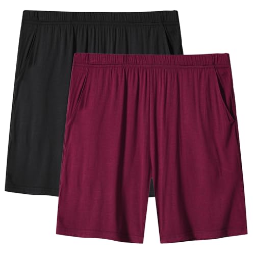Image of JINSHI Womens Pajama Shorts Soft Comfortable Lightweight Elastic Drawstring Modal Pajama Bottoms Lounge Shorts with Pockets