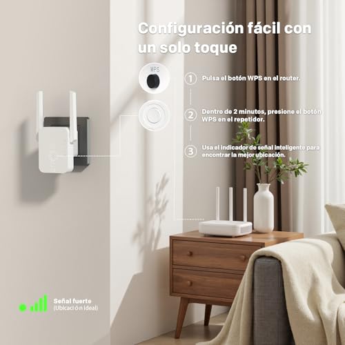 Strong Repetidor WiFi, Amplificador WiFi 300Mbps, Puerto Ethernet 100Mbps, Punto de Acceso y Extensor, Indicador de Señal LED, Compatible con Todos los Routers WiFi, Configuración Fácil Mediante WPS - imagen 4
