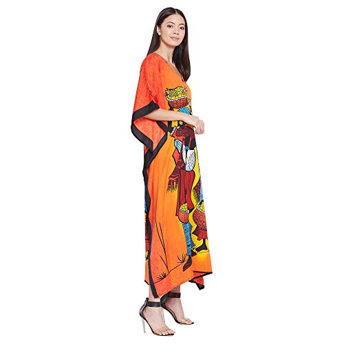 Image of Oussum Women Plus Size Kaftan Kimono Loose Maxi summer dresses for women Beach 3 /4 Sleeve Casual lounge dress Boho
