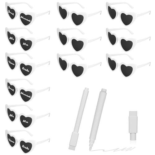 RoyalChic 12 paires de lunettes de soleil en forme de cœur pour fête - DIY avec 2 stylos - Pour mariage, enterrement de vie de jeune fille, carnaval, Halloween et...