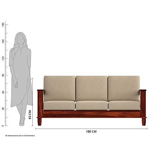 Image of Amazon Brand - Solimo Solid Sheesham Wood Houlton 3 Seater Sofa Wooden Sofa Furniture for Living Room Home (Honey Finish)