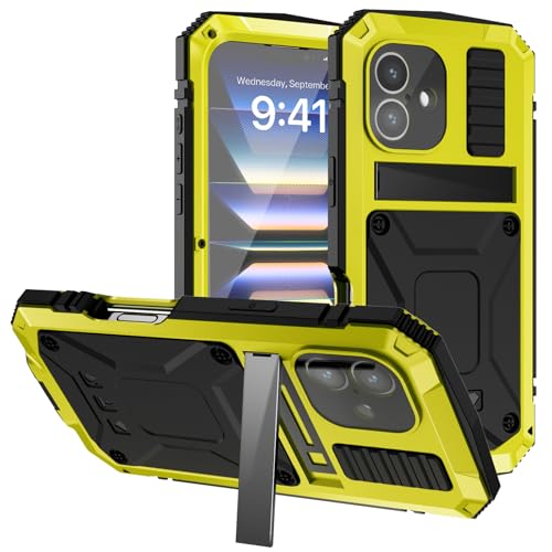 Coque iPhone 16 Pro Max métal jaune résout le problème des écrans brisés