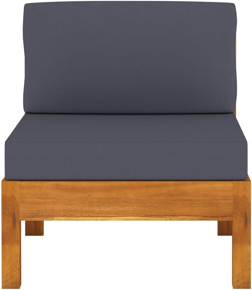 Middle Sofas 2 pcs with Dark Gray Cushions Solid Acacia Woodpatio Set Outdoor Furniture Patio Chairs Patio Furniture setSuitable for Garden Courtyard