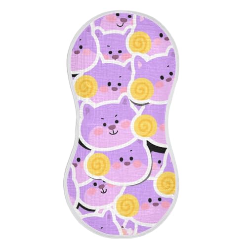 Cartoon Cute Purple Animal Cotton Burp Cloths Baby Breathable Baby spit up Cloth for Babies boy and Girl Set of 2, 22x11in2