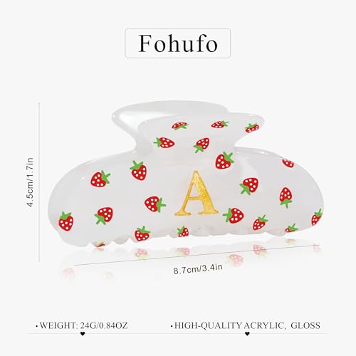 Image of Initial Strawberry Hair Clips for Women - Teen Girl Gifts Trendy Stuff, Y2K Accessories Strawberry Print Hair Accessories, Wedding Bridesmaid Birthday Valentines Day Gifts for Girls, Letter B