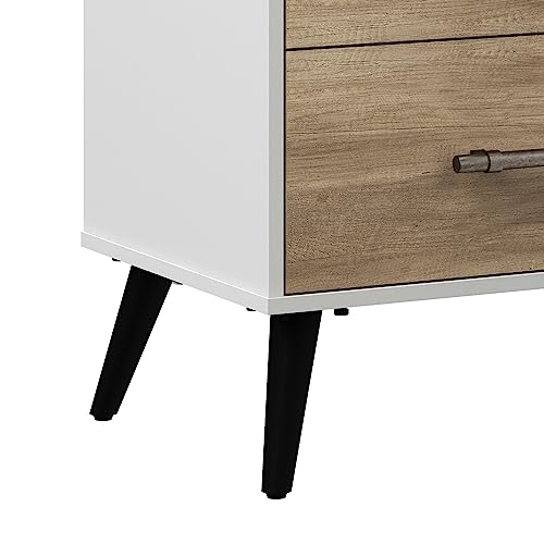 Hillsdale Fargo Modern Wood Nightstand, White/Driftwood Brown - Image 6