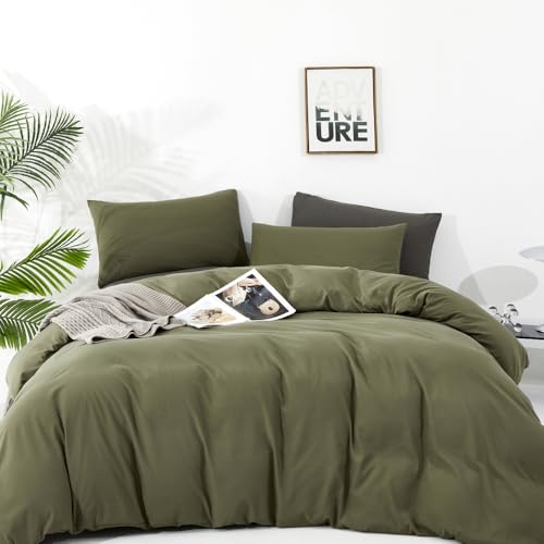 CLOTHKNOW Olive Green Comforter Set King 3Pcs Green Bedding Comforter Sets