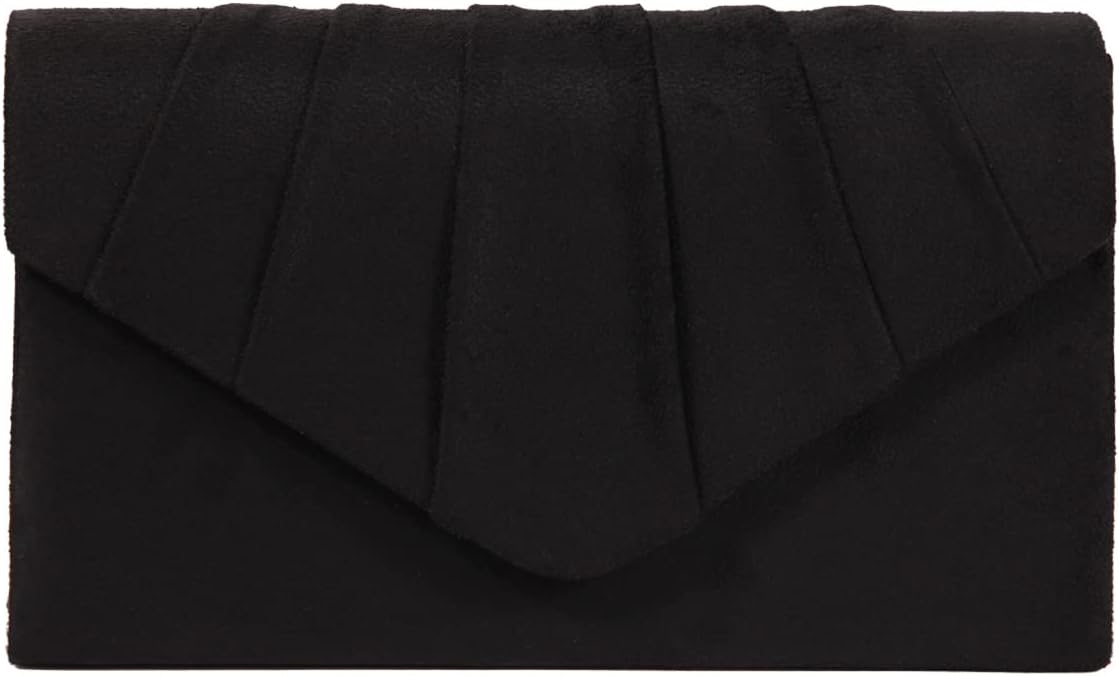 Clutch Purse Evening Bag for Women Evening Wedding Party Velvet Suede Pleated Handbag