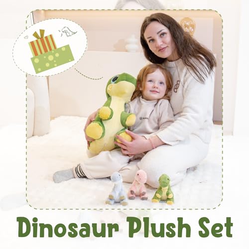 Jrystar Dinosaur Stuffed Animal with Babies, 20" Mommy Dinosaur with Babies Inside, Weighted Plush Animal, Dino Stuffed Animal, Dino Plush Toys for Boys Girls Kids on Birthday Children's Day Christmas - Image 3