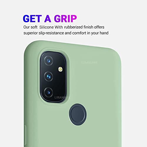 Image of LIRAMARK Liquid Silicone Soft Back Cover Case for OnePlus Nord N100 5G / 1+Nord N100 (Green)