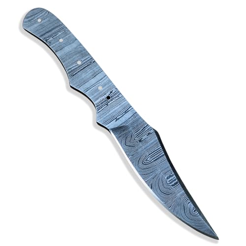 JNR Traders Damascus Steel Blank Blade Knife Making Material Supply 8" Handmade Full Tang Hunting Skinning Bushcraft Skinner Edc Knives Blade Blanks Diy JNR-3754