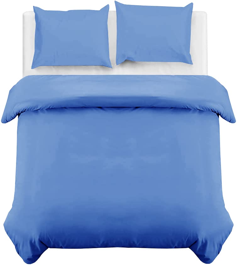 MOONLIGHT20015 Super King Duvet Cover Set Light Blue Solid Soft Super King Bedding Duvet Cover with 2 Matching Pillowcases - Image 2