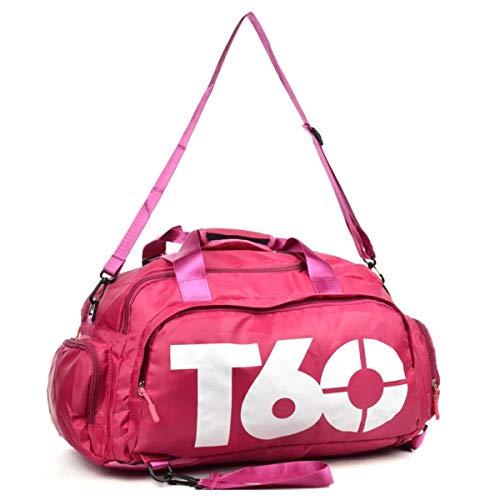 Bolsa T60 Academia Fitness Com Bolsos Impermeável Resistente Cor:Rosa-Pink