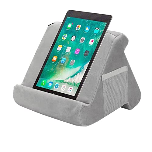 SHMIZZ Tablet Pillow Stand for IPad Soft Pad Rest, Multi Angle Universal Tablet Laptop Soft Reading Cushion Holder (Gray)