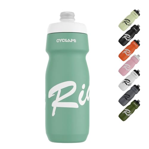 CYCLAMI Fahrrad Trinkflaschen 650ml Leichtes BPA-Frei Auslaufsicher Squeeze Radflasche für Radfahren Fitness Wandern Schwimmen (MGreen)