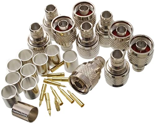 Connecteur N mâle 50 ohms à faible perte pour câbles LMR400 et RG213 CablesOnline en pack de 10