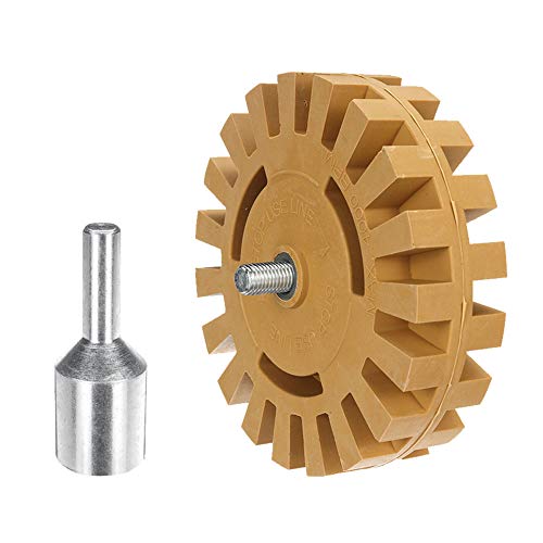 Hvlystory 4 Inch Rubber Decal Eraser Caramel Wheel Removal with Power Drill Arbor Drill Adapter - Thumbnail 6