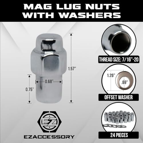 Image of Cragar Standard Mag Lug Nut 1 /2 inch-20 with Offset Washer Set of 24 Pcs