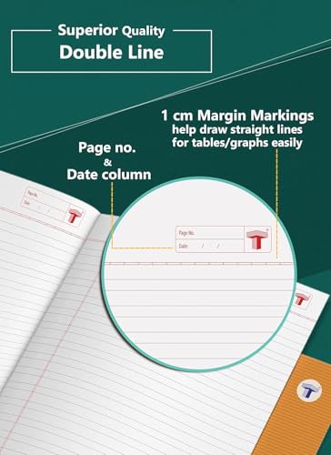 Image of TARGET PUBLICATIONS Double Line Notebooks | 172 Ruled Pages A5 Size | Long Notebooks 2 Line | Soft Brown Cover | 18 cm x 24 cm Approx | Pack of 6 Books | GSM 57