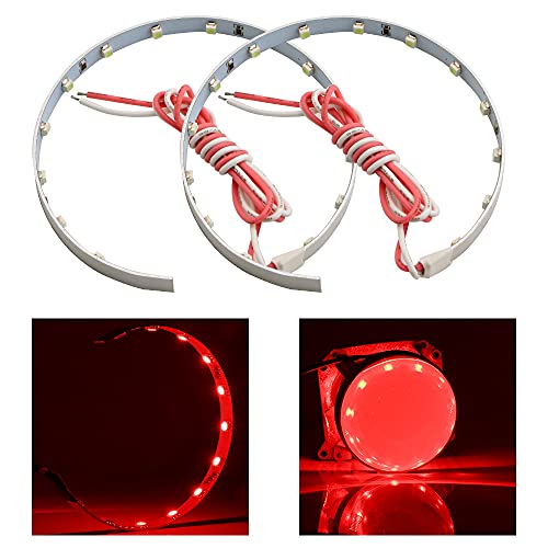 YONGMING LED Demon Eyes Halo Rings Fit for Car Motorcycle Headlights 2.5 3.0 inch Projector Lens Retrofit Angel Eye 15 SMD 12V Super Bright Red 1Pair