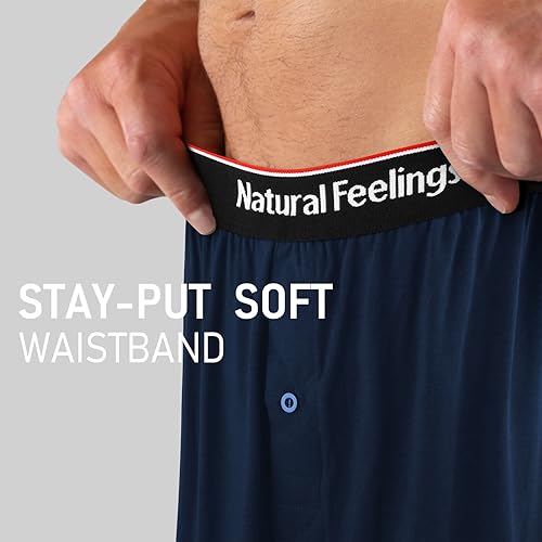 Natural Feelings Men's Boxer Short Bamboo Viscose Boxers for Men Loose Fit Mens Soft Underwear Breathable Boxers for Men Pack3