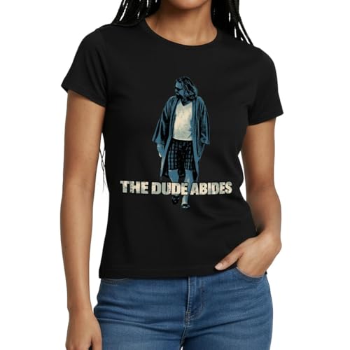 Spreadshirt The Big Lebowski Dude -The Dude Abides Women's T-Shirt, M, Black