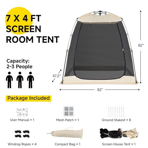 Alvantor® Screen House Gazebo, 2-4 Person Pop Up Screen Tent, Instant Screen Room with Carry Bag, Outdoor Mosquito Tent Camping, Sun Shade Shelter for Patio, Garden, Backyard, Deck 7 x 4 x 7 FT by Alvantor - Image 6