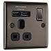 Price comparison product image BG Electrical nbn21u2b Fast Charging Single Switched Power Socket with USB Charging Ports, 13 A, Black Nickel, 2.0 cm x 3.0 cm x 3.0 cm