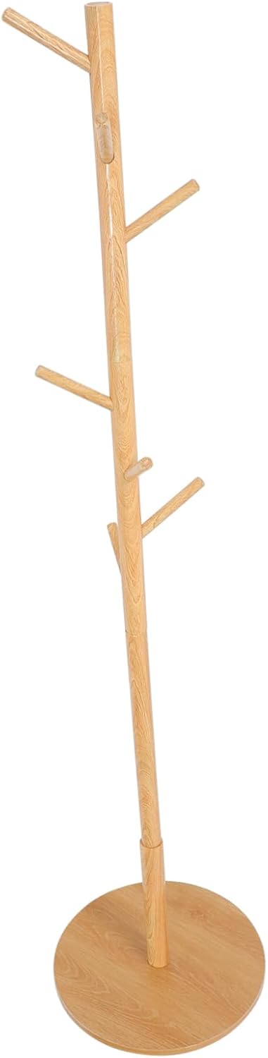 BESTOYARD Wooden Coat Rack Stand Freestanding Hat Hanger Modern Round Clothes Hanger Rack