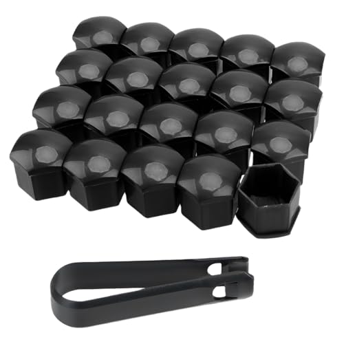 Androxeda 20 Pièces Cache Ecrou 17Mm Avec Pince De Retrait, Noirs Et Résistants Pour Jantes Auto, Voiture, Universels Pour Renault, Peugeot, Citroën