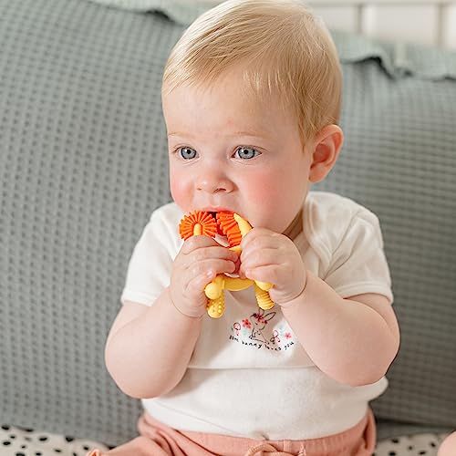 Image of Nuby Silicone Geo Zoos Teether - Giraffe Teething Toy for Babies 3+ Months - Soothes and Massages Sore Gums