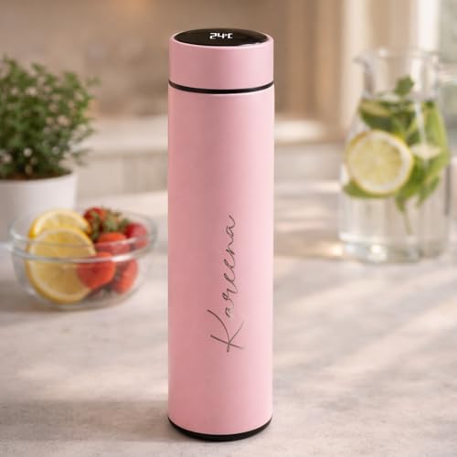 Image of fnp Personalized Smart Temperature Display Water Bottle | Leakproof Reusable Drinking Bottle for Office, Travel, Gifting & Daily Use (Pink)