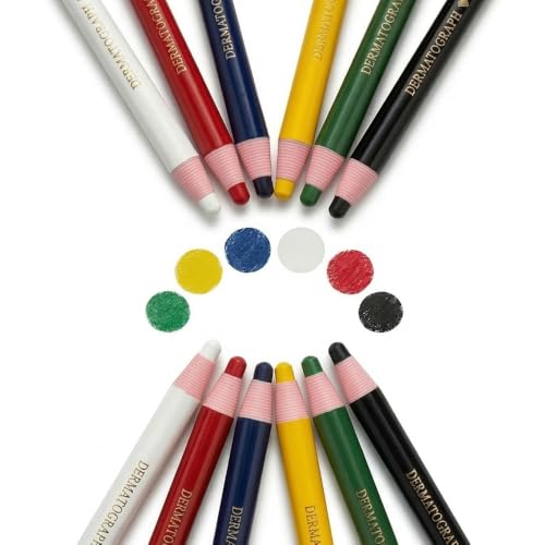 Office 4 All 12-Pack China Markers Grease Pencils - Professional Peel-Off Wax Pencils for Marking on Glass, Metal, Wood, and Plastic (Assorted 6 Colors 12p)