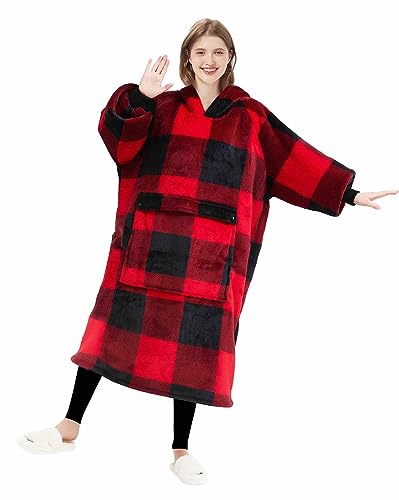Image of KFUBUO Wearable Blanket Hoodie for Adults Sherpa All Patterns Oversized Sweatshirt Blanket with Pocket